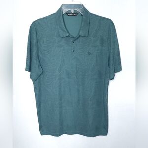 Travis Matthew Hidden Falls Leaf Print Golf Polo Shirt Mens Size XL Green